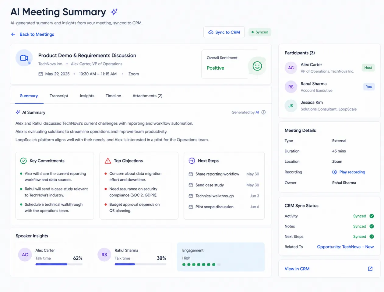 AI Meeting Summaries