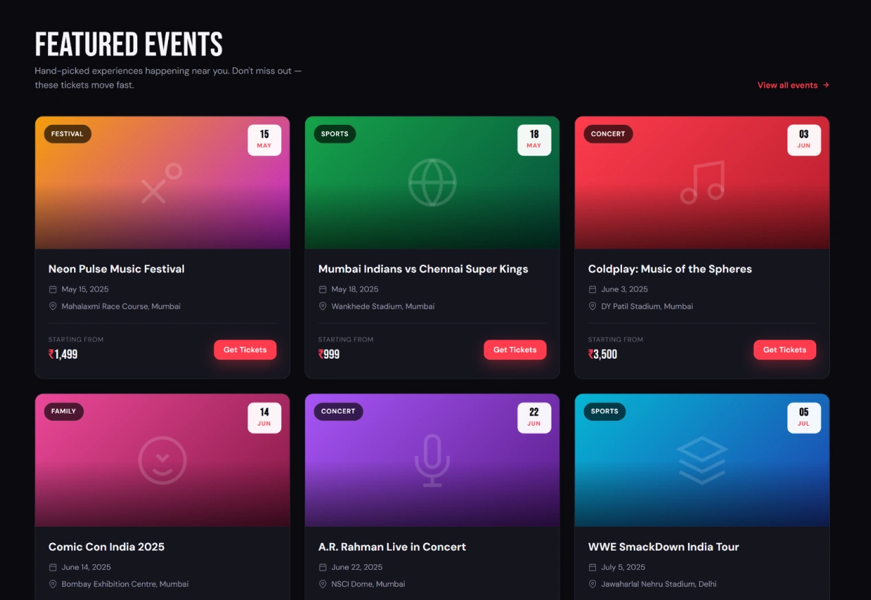 Browse Events Experience