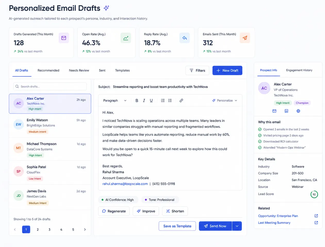 Personalized Email Drafts